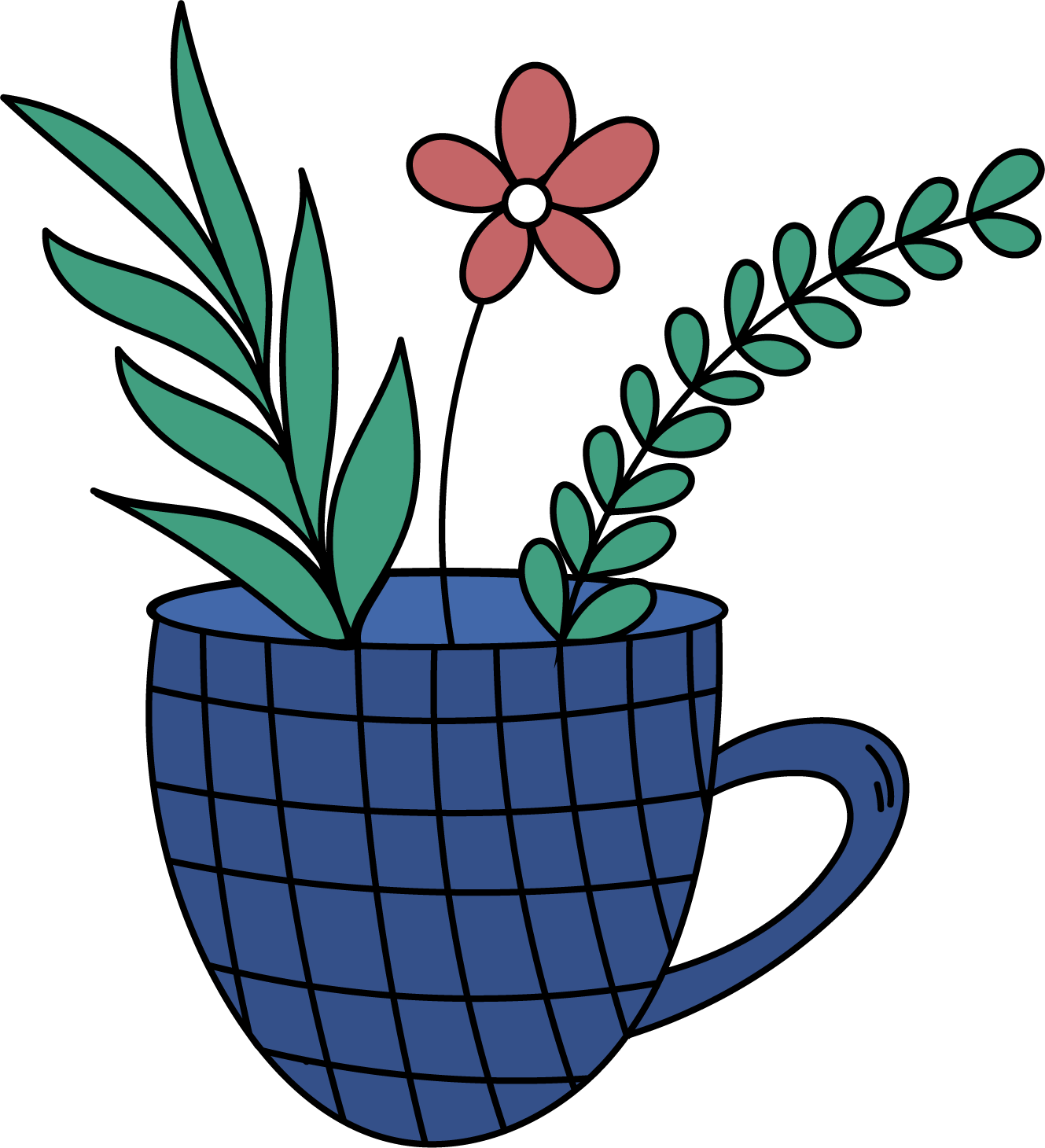 illustration tasse florale